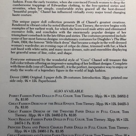 Chanel Fashion Review Paper Dolls in Full Color by Tom Tierney. 1986. Ultra Rare - Picture 16 of 17